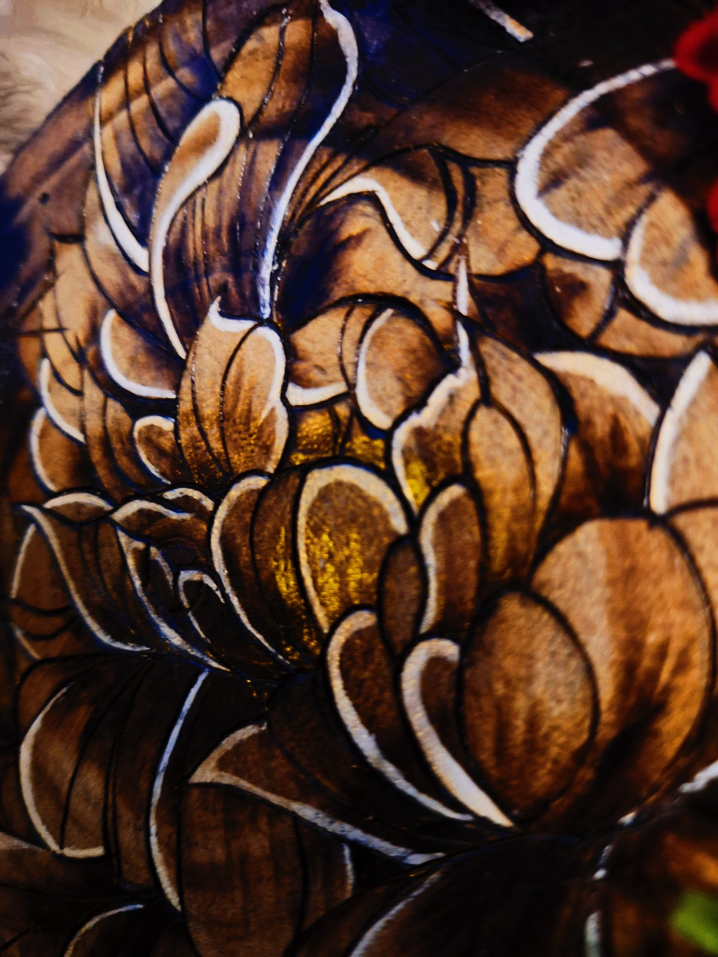 Pyrogravure sur bois "La Pivoine"