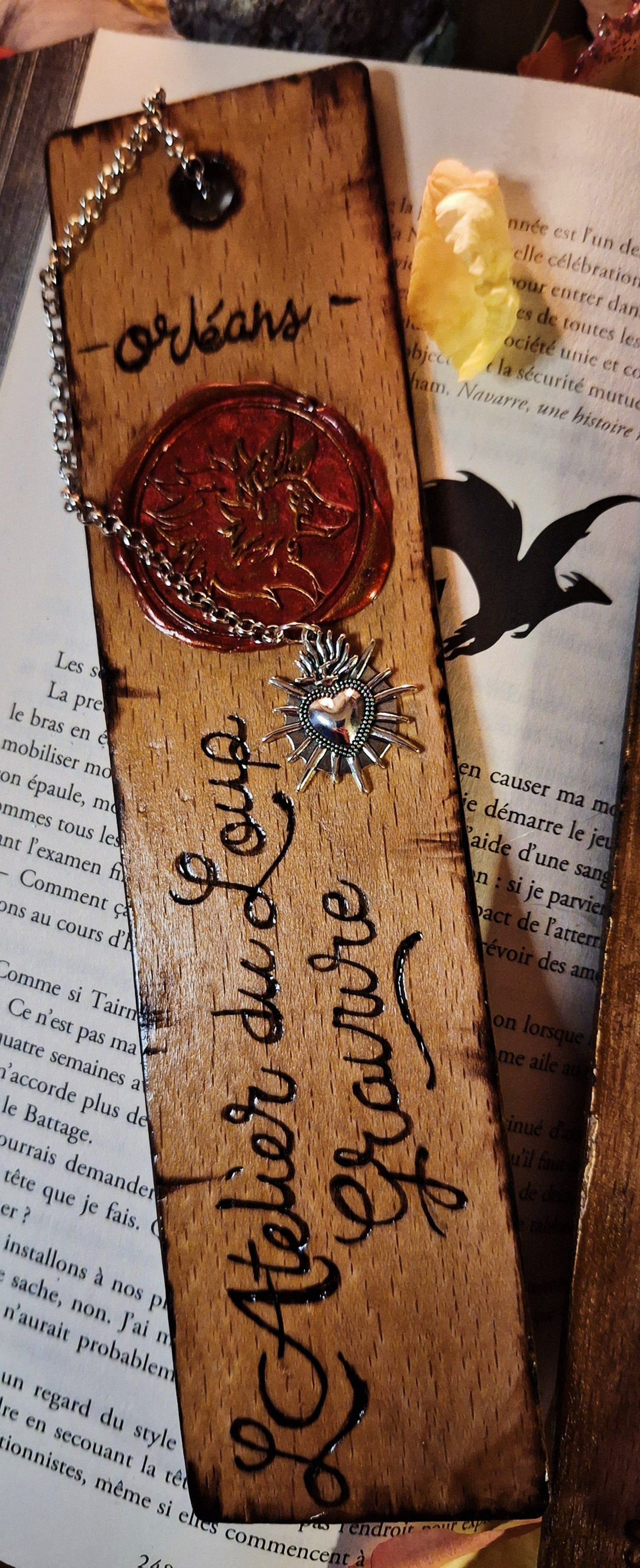 Marque pages Pyrogravé La soldate au cœur