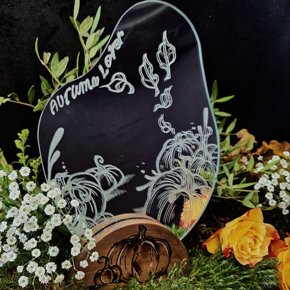 Miroir sur socle en bois l'amoureux de l'automne