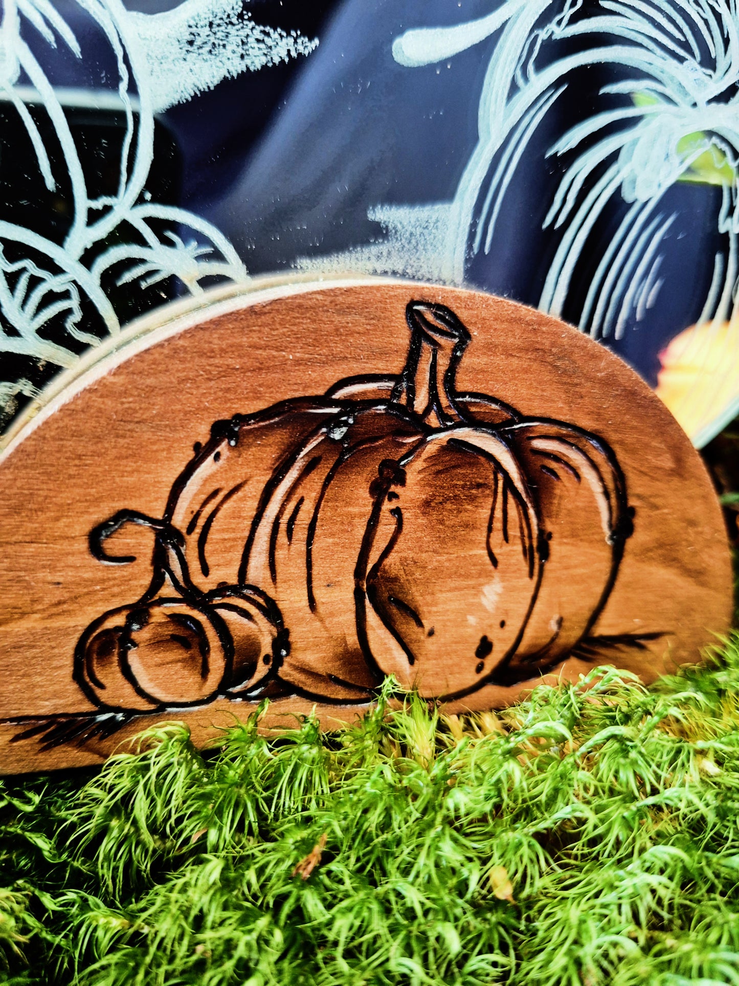 Miroir sur socle en bois l'amoureux de l'automne