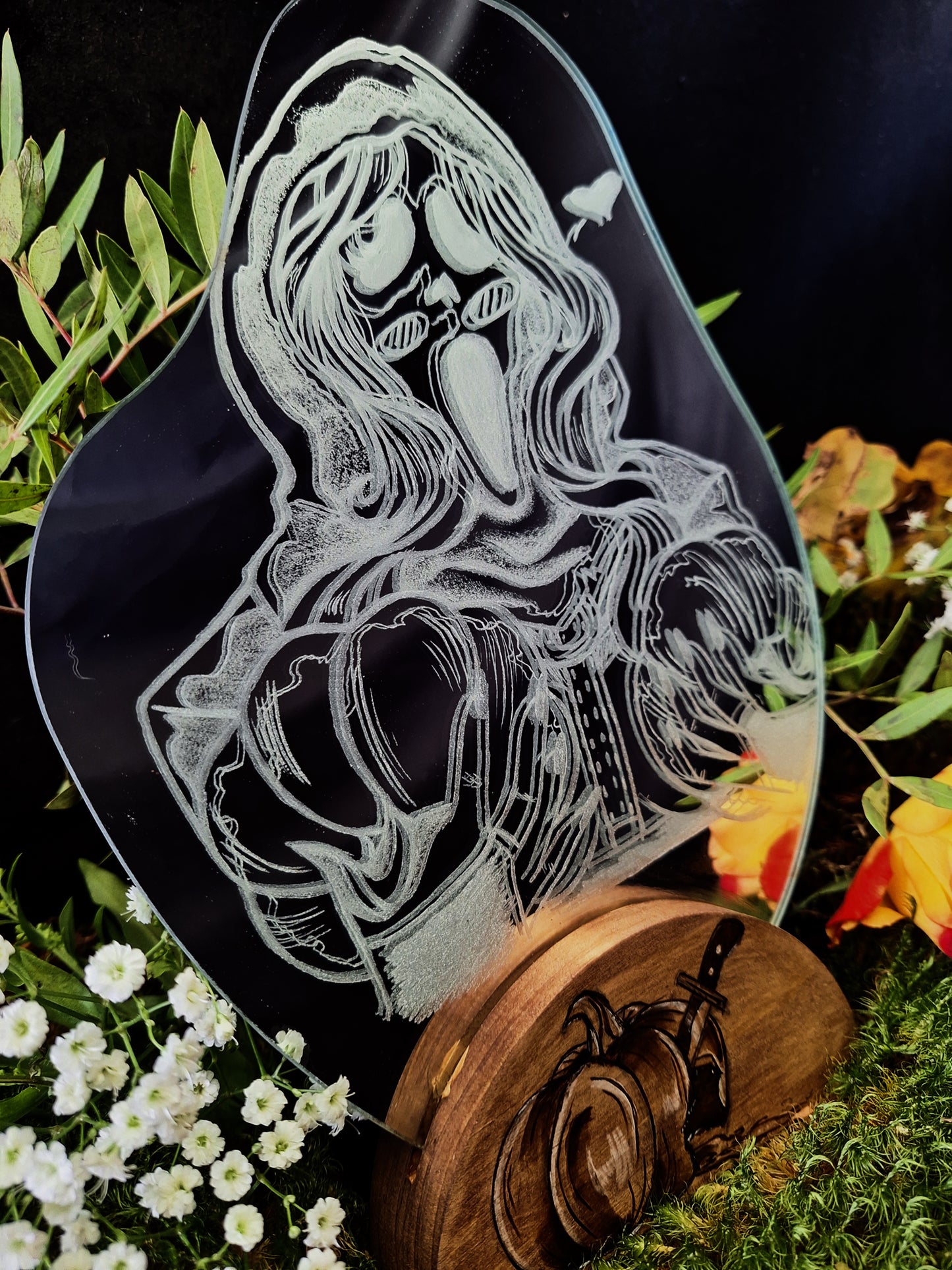 Miroir sur socle en bois Autumn nude