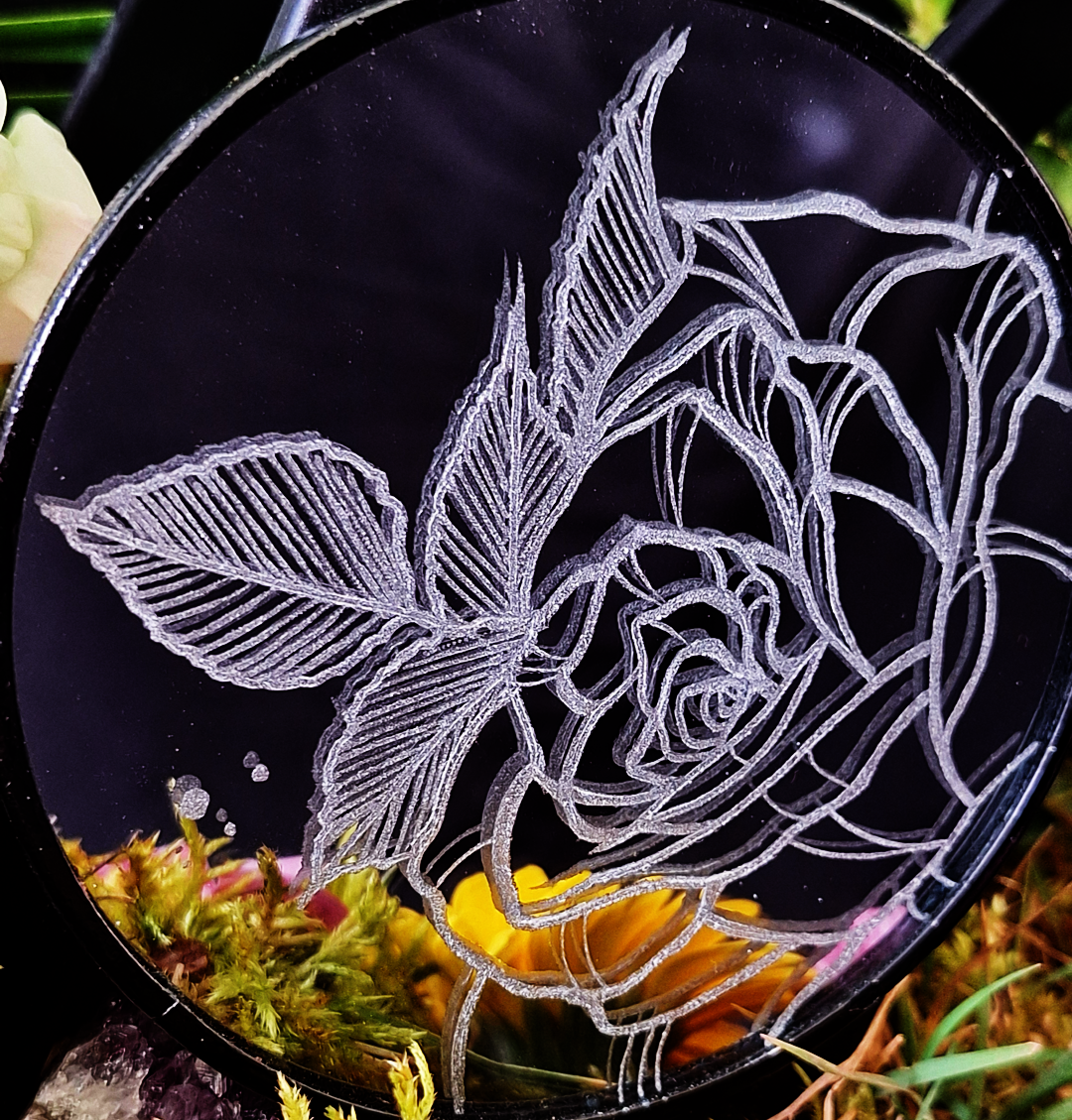 Mini miroir gravé Rose